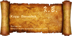 Kopp Benedek névjegykártya